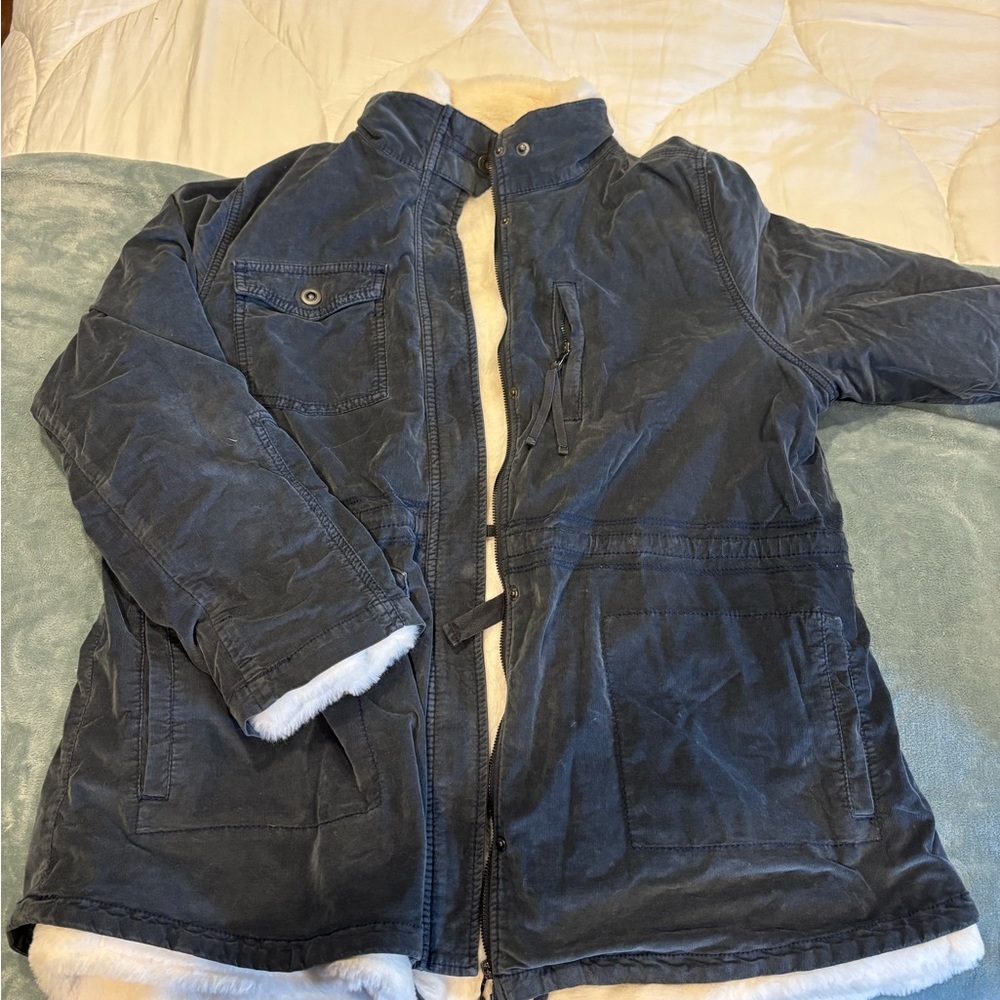 Navy Jacket with Removable Faux Fur Lining